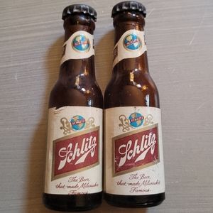 Vintage Schlitz Beer Bottle Salt & Pepper Shakers Set